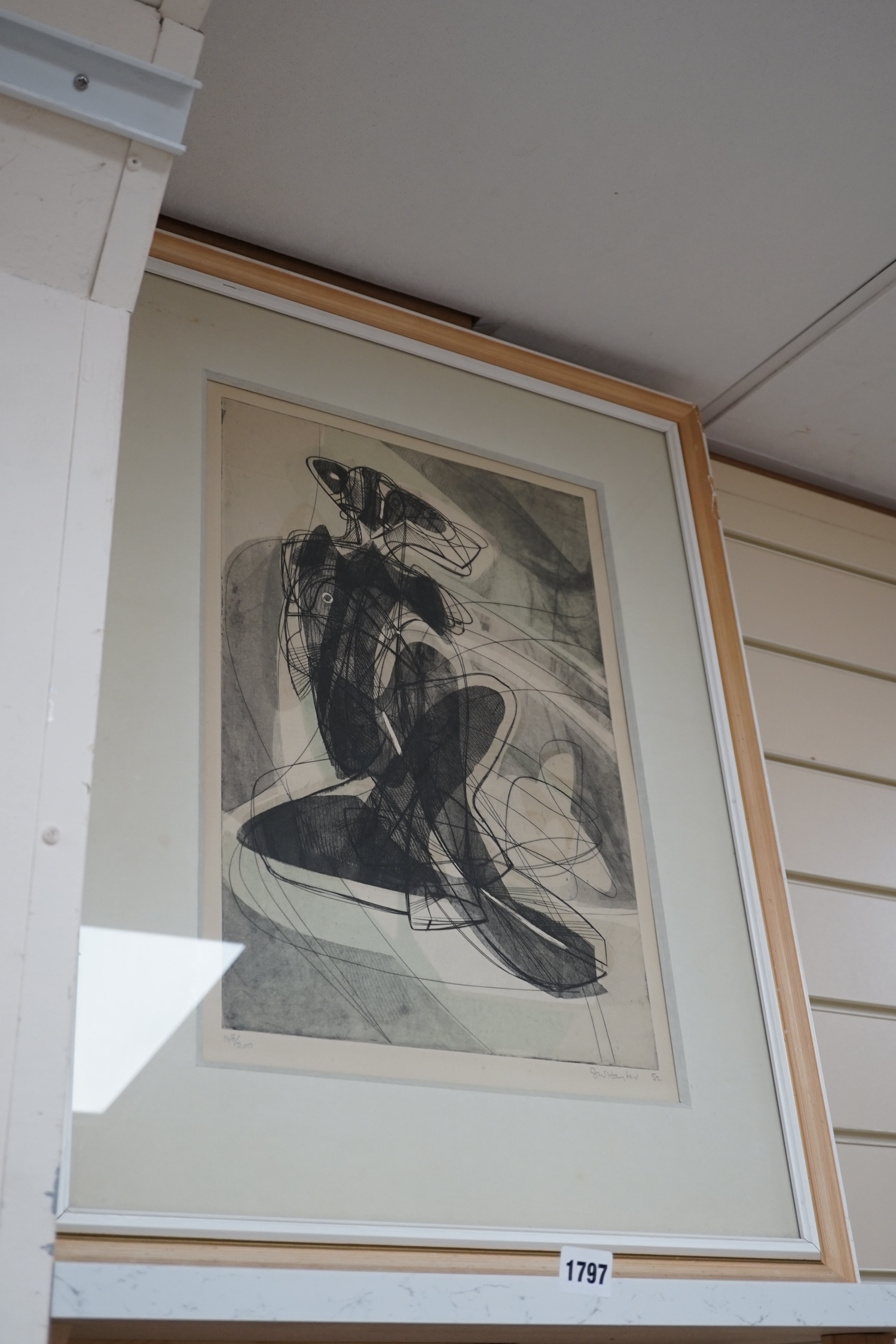 Stanley William Hayter (1901-1988), limited edition etching, Abstract composition, signed and dated '52 in pencil, limited edition 148/200, 48 x 32cm. Condition - fair, some discolouration